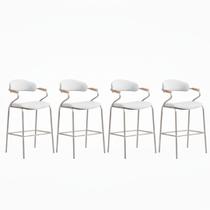 Kit 4 Banquetas Zyon Alta Cozinha,Ilha ou Bancada Americana Fixa Metal- Tecido Cora 02