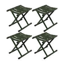 Kit 4 Banquinho Banqueta Banco Preto Verde Dobrável Decorativo Metal Reforçado 80Kg