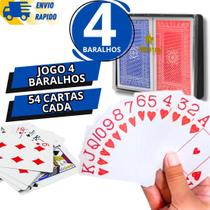 Kit 4 Baralho 54 Cartas Cada Resistente Plastificado Jogos Poker Truco Impermeável Alta Qualidade