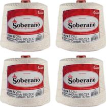 Kit 4 Barbantes Soberano Cru 700 Gramas e 671 Metros Espessura Fio n 6 de 885 TEX Croche Kit 4 Barbantes Soberano Cru 700 Gramas e 671 Metros Espessura Fio n 6 de 885 TEX Croche
