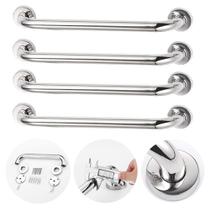 Kit 4 Barra Alça Apoio Corrimão Segurança Banheiro 60cm Inox Suporte Pegador Acessibilidade Idoso