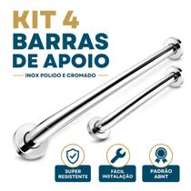 Kit 4 Barra de Apoio Reta 80cm Barra Banheiro Alça Suporte Anti Queda Idoso Gestante Corrimão Segurança PCD Kit 4 Barra de Apoio Reta 80cm Barra Banheiro Alça Suporte Anti Queda Idoso Gestante Corrimão Segurança PCD