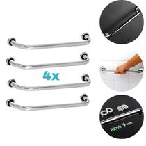 Kit 4 Barra de Apoio Reta 80cm Barra Para Banheiro Alça Suporte Anti Queda Idoso Gestante Crianças Corrimão Segurança PCD