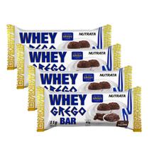Kit 4 Barra de Proteína Whey Grego Bar Nutrata Sabor Brigadeiro com 11g de Proteína 40g