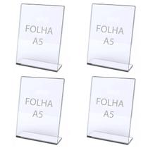 Kit 4 Base Folha Expositor Acrilico Famanho A6 Porta Retrato Foto Folheto Display loja qr code PIX lembrete