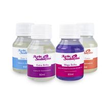 Kit 4 Base Tratamento Cetim Incolor Mega Extra Brilho 60ml Kit 4 Base Tratamento Cetim Incolor Mega Extra Brilho 60ml