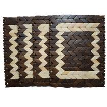 Kit 4 Bases Descanso Panela Madeira Retangular Marrom-Marfim 27cm x 21cm Kit 4 Bases Descanso Panela Madeira Retangular Marrom-Marfim 27cm x 21cm