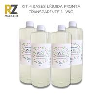 Kit 4 Bases Sabonete Líquido Pronta Hipoalergênica Transparente para Sabonete e Shampoo Quimiz VG 1Litro Kit 4 Bases Sabonete Líquido Pronta Hipoalergênica Transparente para Sabonete e Shampoo Quimiz VG 1Litro