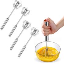 Kit 4 Batedor Clara Neve Ovos Giratório Profissional Inox