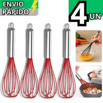 Kit 4 Batedor de Silicone Claras de Ovos Massas e Bolos Fouet Utensílio de Silicone Para Cozinha