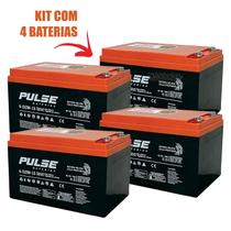 Kit 4 Bateria Pulse 12V 15Ah Ciclo Profundo Alta Durabilidade para Bicicleta Elétrica, Scooter, Motor DC e outros