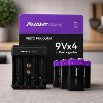 Kit 4 Baterias 9V Recarregável + Carregador Rápido Bivolt 408261012-4-9V Avant Use Kit 4 Baterias 9V Recarregável + Carregador Rápido Bivolt 408261012-4-9V Avant Use