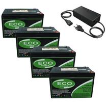 Kit 4 baterias eco power 12v 16ah 6-dzm-12 para bike elétrica patinete eletrico + carregador inteligente 48v 2ah
