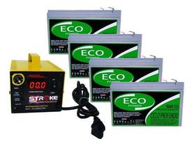 Kit 4 baterias eco power 12v 16ah 6-dzm-12 para bike elétrica patinete eletrico + carregador inteligente 48v 5ah - Eco Power & Stroke Power