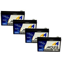 Kit 4 Baterias Estacionária 12MVA-7 7Ah 12V Nobreak - Moura