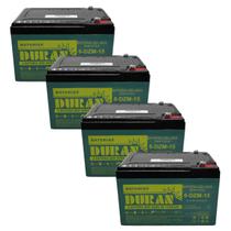 Kit 4 Baterias Estacionárias Duran 15AH 12V VRLA AGM Ciclo Profundo Bike Elétrica Patinete Skate Mot
