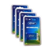 Kit 4 Baterias Recarregável Knup 9 Volts 9v 450mah Original