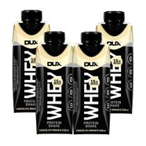 Kit 4 Bebida Láctea UHT Whey Protein Shake Dux Sabor Chocolate Branco com 15g de Proteína 250ml