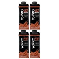 Kit 4 Bebida Láctea UHT YoPro Shake Sabor Chocolate 25g de Proteína 250ml