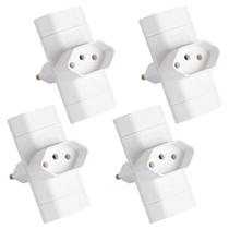 Kit 4 Benjamim Adaptador T Tomada 3 Pinos Margirius Branco Kit 4 Benjamim Adaptador T Tomada 3 Pinos Margirius Branco