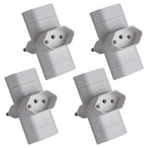 Kit 4 Benjamim Adaptador T Tomada 3 Pinos Margirius Cinza Kit 4 Benjamim Adaptador T Tomada 3 Pinos Margirius Cinza