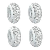 Kit 4 Berloques Separadores com Zircônia Cristal Prata 925