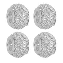 Kit 4 Berloques Separadores Murano Telinha Banhado a Prata 925 Kit 4 Berloques Separadores Murano Telinha Banhado a Prata 925