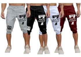 Kit 4 Bermuda Skinny Masculina Jogger Moletom New York Verão Kit 4 Bermuda Skinny Masculina Jogger Moletom New York Verão