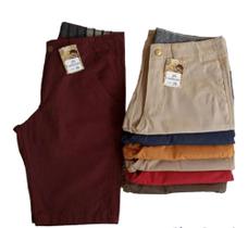 kit 4 Bermudas Brim Lisa Masculina Sarja Coloridas Atacado