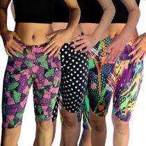 Kit 4 Bermudas Femininas Justas Cós Estampas Sortidas Suplex Pp ao Plus Size