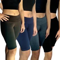 Kit 4 Bermudas Femininas Justas Cós Lisas Cores Sortidas Suplex Pp ao Plus Size