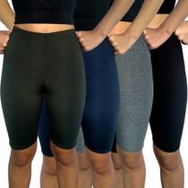 Kit 4 Bermudas Femininas Justas Elástico Lisas Cores Sortidas Suplex Pp ao Plus Size Kit 4 Bermudas Femininas Justas Elástico Lisas Cores Sortidas Suplex Pp ao Plus Size