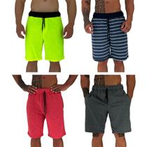 Kit 4 Bermudas Moletom e Moletinho MXD Conceito Cores Diversas Opções Básica FullPrint Sport Fit