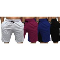 Kit 4 Bermudas Moletom Masculina Short Com Bolso Treino Casual Cores Básico Esporte verão