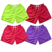 Kit 4 Bermudas Short Praia Neon Mauricinho Verão Cordão 028