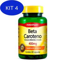 Kit 4 Beta Caroteno 400Mg 60 Cápsulas Maxinutri