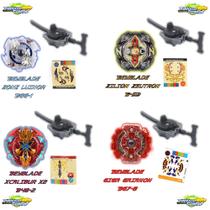 Kit 4 Beyblade Burst + 4 Lançadores Beyblade Tornado Gyro Combat