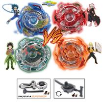 Kit 4 Beyblade Burst + 6 Lançadores Valt Rantaro Ken Shu Kit 4 Beyblade Burst + 6 Lançadores Valt Rantaro Ken Shu