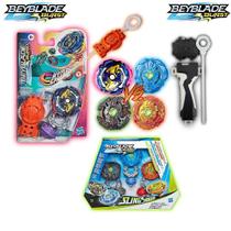 Kit 4 Beyblade Burst Elemento X + Judgement Joker J5 Hasbro c/2 Lançador 1 Grip