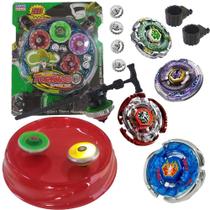 Kit 4 Beyblade Metal Ferro + 2 Lançadores + Arena