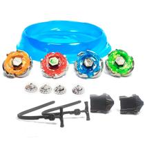 Kit 4 Beyblade Metal + Lançadores E Arena Batalha Fusion