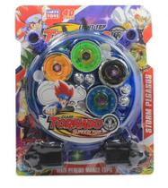 Kit 4 Beyblade Metal Led Pião Tornado Com Arena 2 Lançador