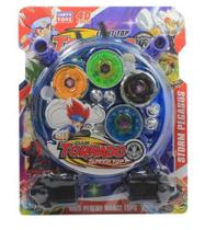 Kit 4 Beyblade Metal Led Pião Tornado Com Arena 2 Lançador - Linfa Toys