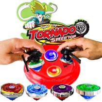 Kit 4 Beyblades Mental De Led + Arena 2 Lançador Pião Tornado Moderno - Lianfa toys