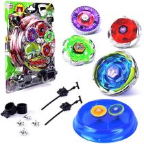 Kit 4 Beyblades metal 2 lançadores e pista de combate