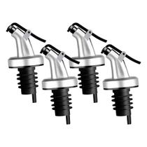 Kit 4 Bico Dosador de Garrafa de Azeite Vinagre com Vedação Silicone Tampa Galheteiro Lemis