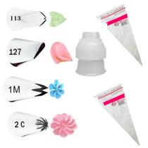 Kit 4 Bicos De Confeitar Grande Wilton Adaptador + Sacos Descartáveis Kit 4 Bicos De Confeitar Grande Wilton Adaptador + Sacos Descartáveis