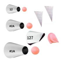 Kit 4 Bicos De Confeitar Perlê Wilton + Saco Confeitar Kit 4 Bicos De Confeitar Perlê Wilton + Saco Confeitar