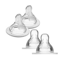 Kit 4 Bicos Silicone Mamadeira Fluxo Rápido Super Rápido MAM