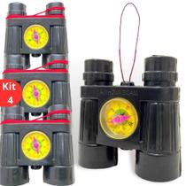 Kit 4 Binóculos Infantil Com Bussola Cordão F114